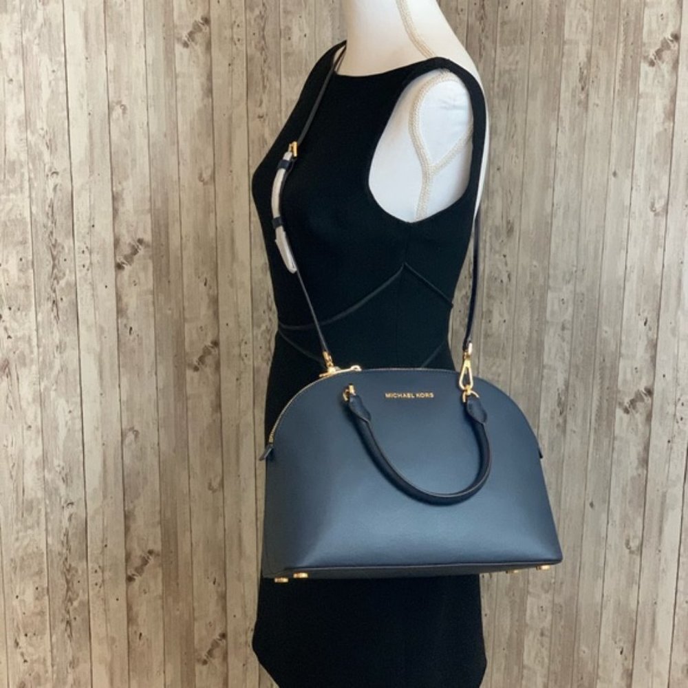 ❤️Michael Kors LG Emmy Dome Satchel Navy - Picture 7 of 8